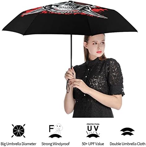 Crna Gusarska Lobanja putni kišobran izdržljivi Vjetrootporni Sklopivi kišobran za kišu prijenosni kišobran