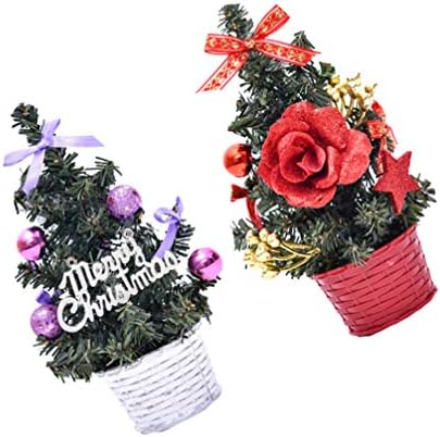 Lioobo utted biljke umjetni dekor 2pcs Mini umjetni božićni drveće Model Xmas Tree Pokloni za kućnu kancelarijsku