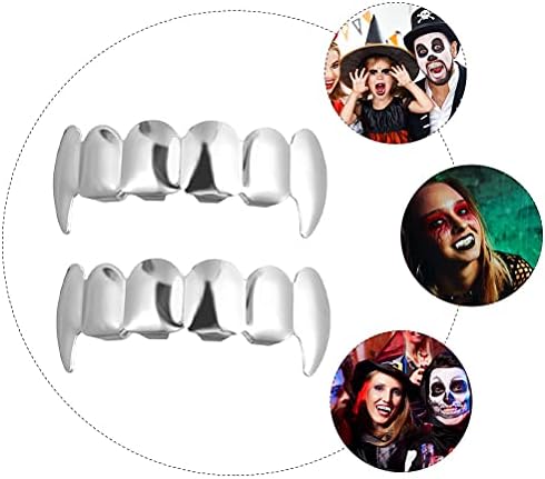 Cabilock Exquisite 2pcs srebrne zube u obliku zuba gornje zube Halloween Dekorativni pribor