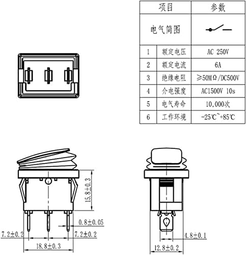 Preklopni prekidač KCd1 12V / 220V LED vodootporni Prekidač za klackalicu 3-pinski 10a / 250V IP67 Prekidač