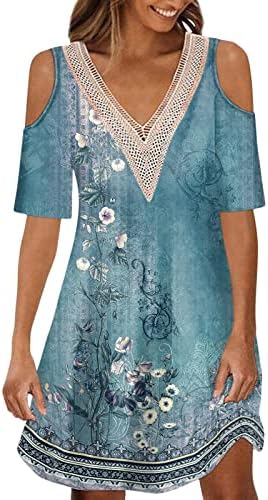 Ljetne haljine Floral Women ljetne haljine Floral V izrez kratki rukav Print Casual Dress Long Beach