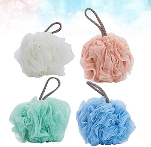 Cabilock Fashion 4pcs Solid Color Tuš spužve Mekane kuglice Mrežne mreže Nemogućava smubberi za kupanje cvijeće