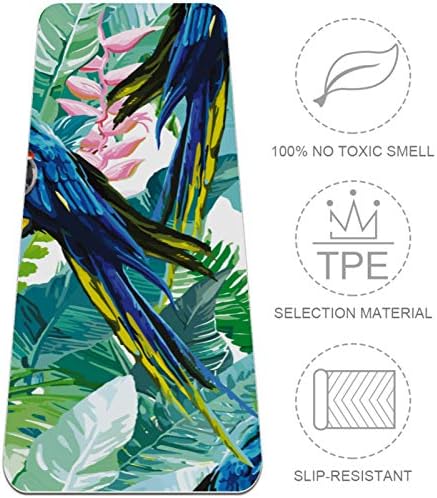Siebzeh Painted Parrot Tropical Plants Green Premium Thick Yoga Mat Eco Friendly Rubber Health & amp;