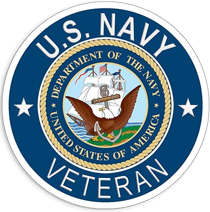 Round U.S Navy Veteran naljepnica, Sjedinjene Države Mornarički vinil, pomorski veterani mornarni