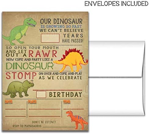 Dinosaur rođendan Poziv za zabavu, popunite 5x7 pozivnice, dečko T-Rex Dino Party.