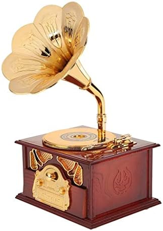 KXDFDC Antique Wooden Music Box Metal Phonograph ručne ručne kutije Creative Classic Music Box