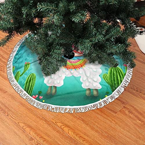 Llama alpaca torta kaktusa božićna suknja, suknja Xmas Tree Mat sa rese za odmor za odmor za