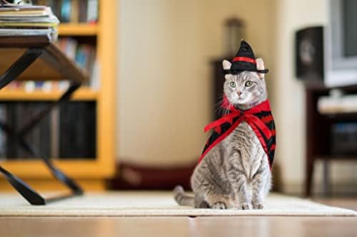 Heureppy Halloween Cat Costume Cloak Witch Hat Accessories Adjustable Bats Set odjeće za kućne