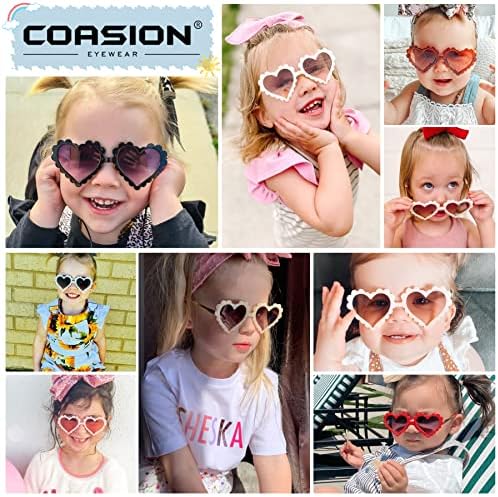 COASION dječije Heart Girls naočare za sunce UV 400 zaštita za nijanse na plaži za malu djecu
