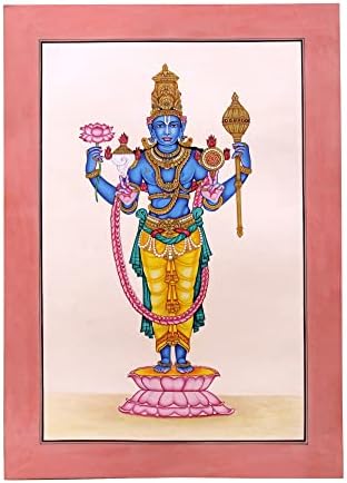 Egzotična Indija stoji Lord Vishnu-slika u boji vode na papiru