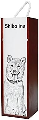 Shiba Inu, drvena vinska kutija sa slikom psa