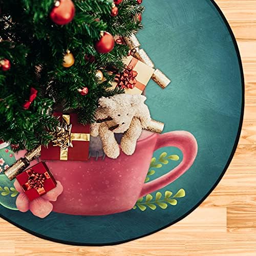 Xigua Sloth u teacup božićnu stablu mat okruglog božićnog stabla mat ukras za prazničnu zabavu Početna Božićna