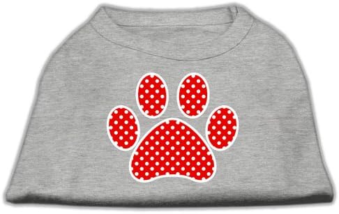 Mirage Pet Products Red Swiss Dot Paw Screen Print Shirt Grey Lg