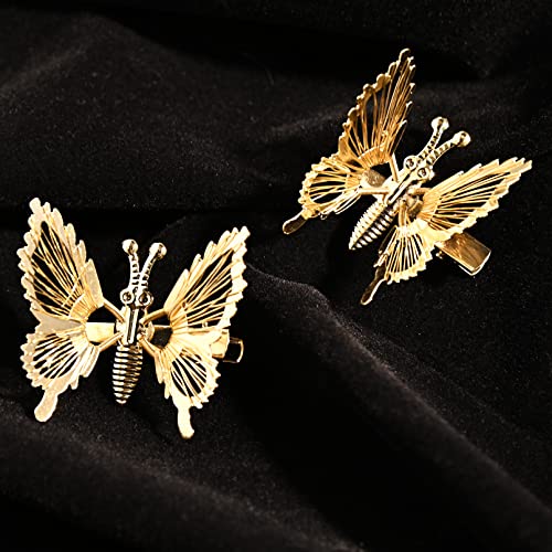 DEEKA 12 kom Moving Butterfly Clips 3D Metal Gold Silver Black Moving Wings Butterfly Hair Accessories