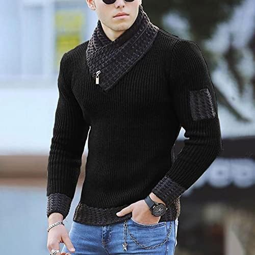 Muški džemper Pulover modni patchwork turtleneck pletiva jesen zima dugih rukava vafla pletene duksere