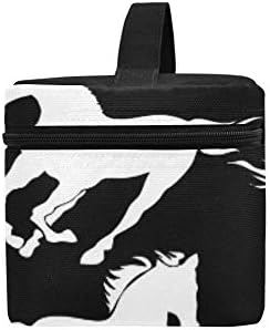 Siluete galopirajućeg konja crno-bijelog s uzorka kutija za ručak torba za ručak izolovana torba za
