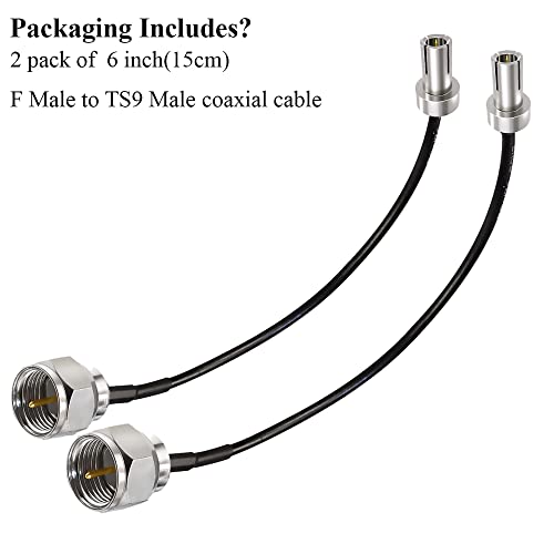 TUOLNK 2 paketa 6 inča F tip muški na TS9 Adapter Produžni kabl RG174 F muški na TS9 muški koaksijalni kabl za
