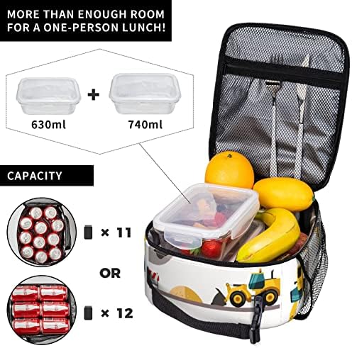 Groamaup izolovana torba za ručak omiljena igračka mašine za crtane filmove bager za višekratnu upotrebu bočni džepni hladnjak kontejnerske torbe za Kancelarijska putovanja