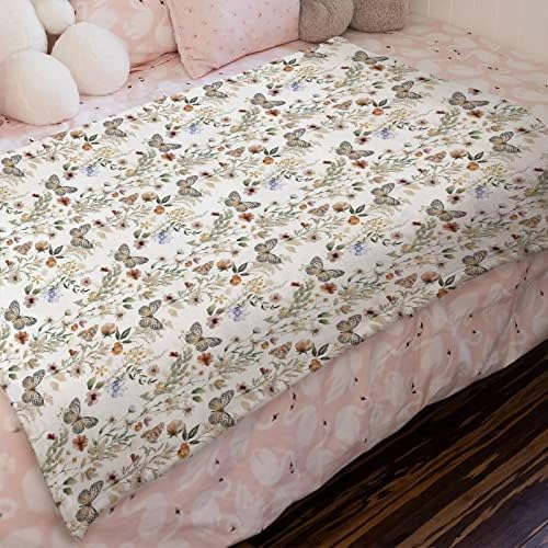 HawskgFub babde devojke Boho cvjetni leptir pokrivači, vrtić za spajanje cvijeća Flannel Fleece Bed swadling deke,