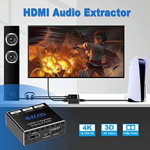 HDMI razdjelt 1x1 Audio ekstraktor 4k 60Hz ATMOS CEC EDID / DOLJE - HDCP prekidač odgovara raznim video-