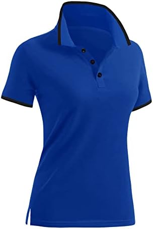 Luyaa polo majice za žene Golf majice kratki rukav ovratnik V rect t majica dugme dolje tunični