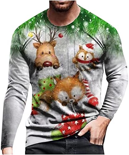 Ružni džemper božićni muškarci dugih rukava mišićne košulje plus veličina 3D smiješna tiskanje
