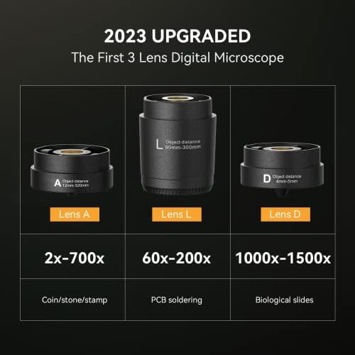 ELIKLIV EDM601 LCD digitalni mikroskop sa 3 sočiva, 7 inčni mikroskop kovanice, mikroskop za lemljenje 2160p,