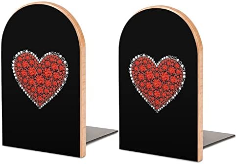 Diamond Red Heart dekorativna Bookends za police 1 par knjiga završava Non-Skid ured drži štand