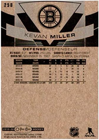 2019-20 O-pee-chee 258 Kevan Miller Boston Bruins NHL hokejaška trgovačka kartica