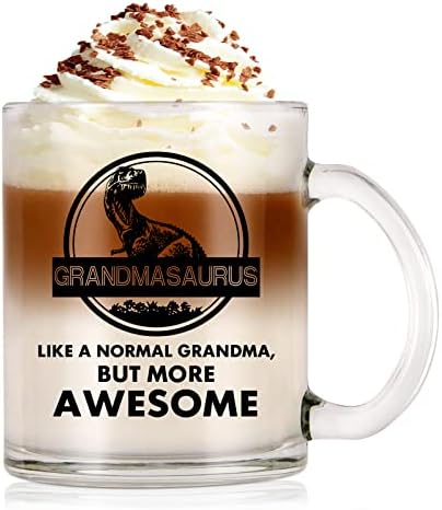 Modwnfy Unique baka poklon, Awesome Dinosaurus Glass šolja za kafu za baku, Funny Grandmasaurus