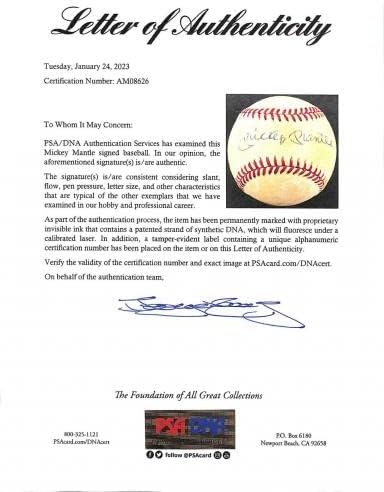 Mickey mantle autografirao OAL bejzbol W / Case New York Yankees PSA / DNK - autogramirani bejzbol