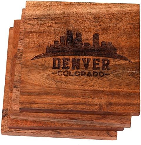 Denver Coasters, Denver Skyline/Mountain Drink Coasters – Denver Gifts & suveniri, gravirani