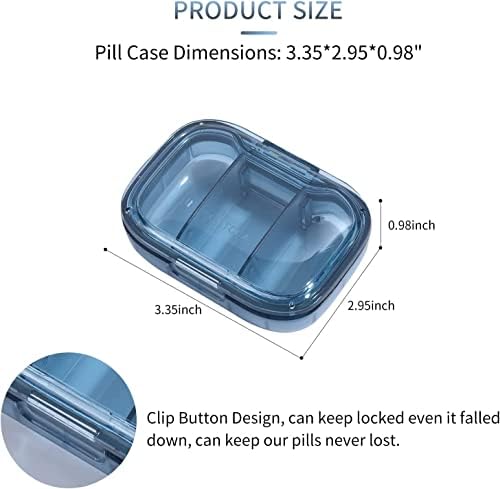 Kutija za pilule sa 3 pretinca, kutija za pilule otporne na vlagu, Organizator putnih pilula za džepnu torbicu,