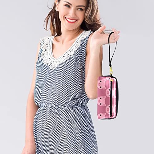 Mala šminkarska torba, patentno torbica Travel Kozmetički organizator za žene i djevojke, pink svinjski