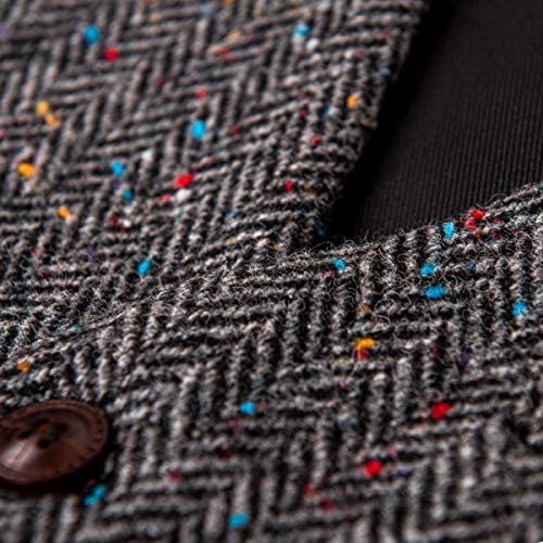 Voboom muške tanke fit grirchbone tweed odijelo prsluk vrhunske vunene mješavine
