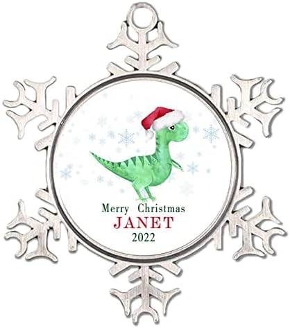 Elegantni bijeli ornamenti za pahulje Dinosaurus u Santa šeširu božićna jelka viseći Ornamenti