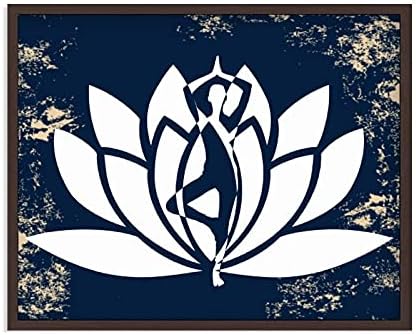 Ponbranded 16 x 20 znak ploča od drveta, žena radi joga poput lotosa, uokvirene seoske potpise, zidni dekor