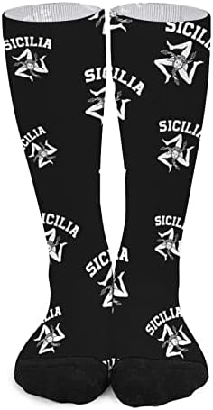 Sicilijanska trinacria Sicilia Pride Smiješne čarape nad teletom Calf High Tube Socks Podudaranje za muškarce