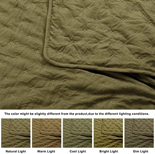 Posteljina zelene kraljevne veličine posteljina sa jastukom, maslinovim laganim mekim prekrivanjem prekrivača,