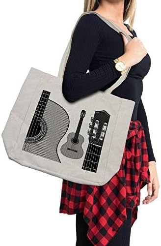 Ambesonne Guitar torba za kupovinu, monohromatski dizajn prugasti akustični klasični instrumenti