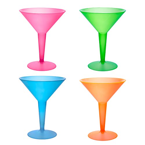 Party Essentials Brights plastike 2-komad Martini Glass, kapacitet 8 unci, razne Neon roze / zelena/plava/narandža,